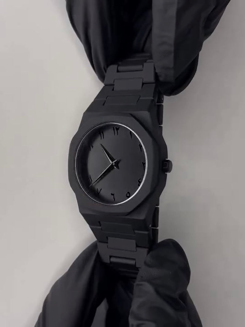 Full Black AURA Quartz Watch | Sleek Minimalist Black Dial Wrist Watch
