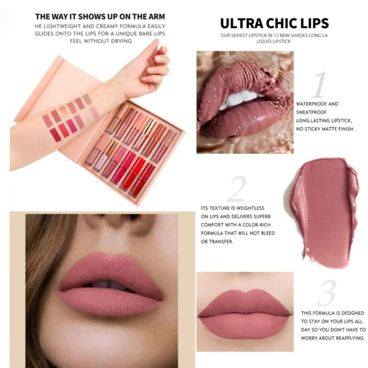 12 Colors HANDAIYAN Matte Liquid Lipstick Set – Long-Lasting Waterproof Lip Color Collection