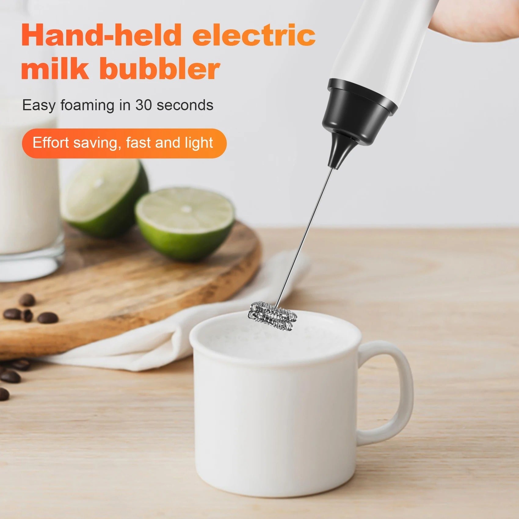 Rechargeable Electric Coffee Beater & Egg Whisk – Portable Hand Mixer