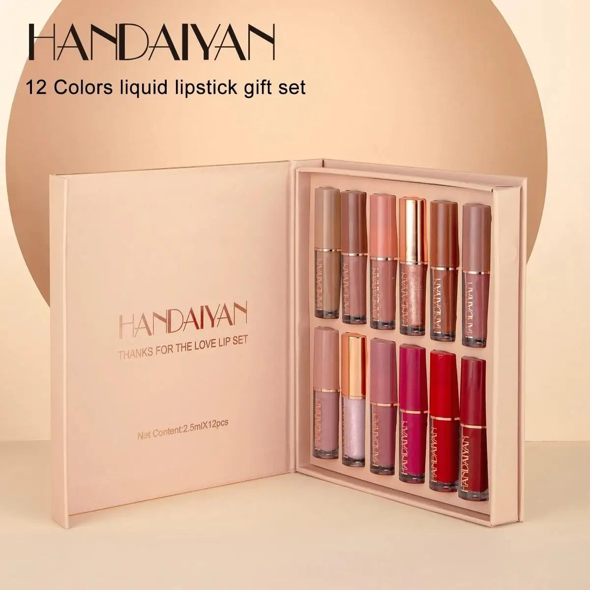 12 Colors HANDAIYAN Matte Liquid Lipstick Set – Long-Lasting Waterproof Lip Color Collection