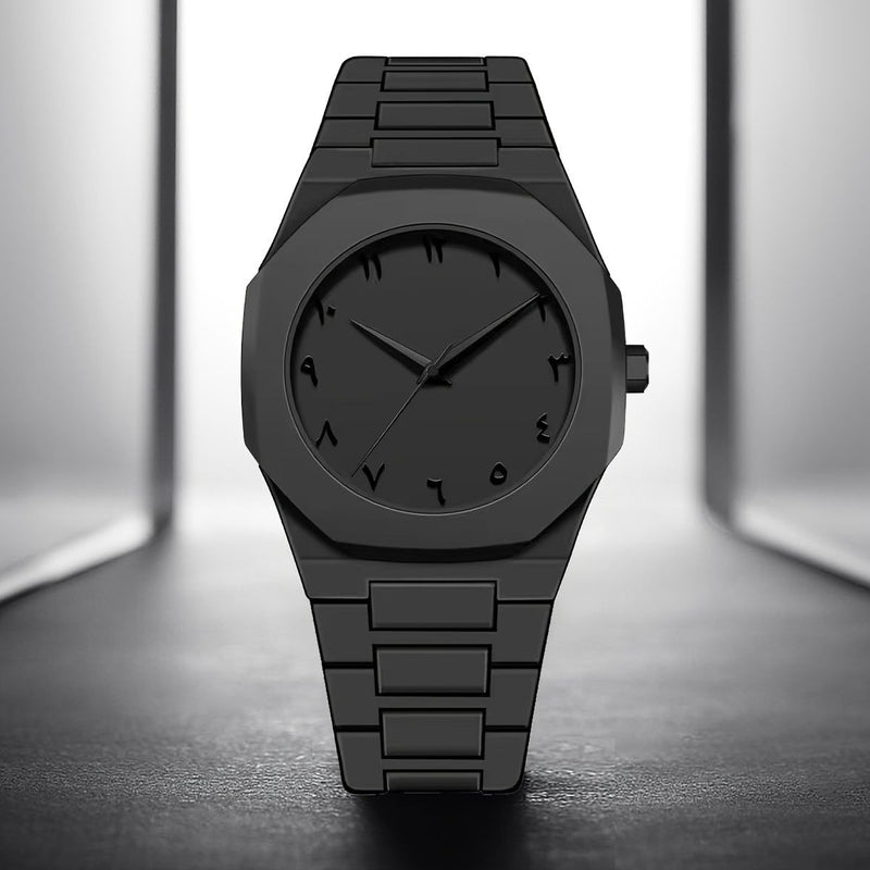 Full Black AURA Quartz Watch | Sleek Minimalist Black Dial Wrist Watch