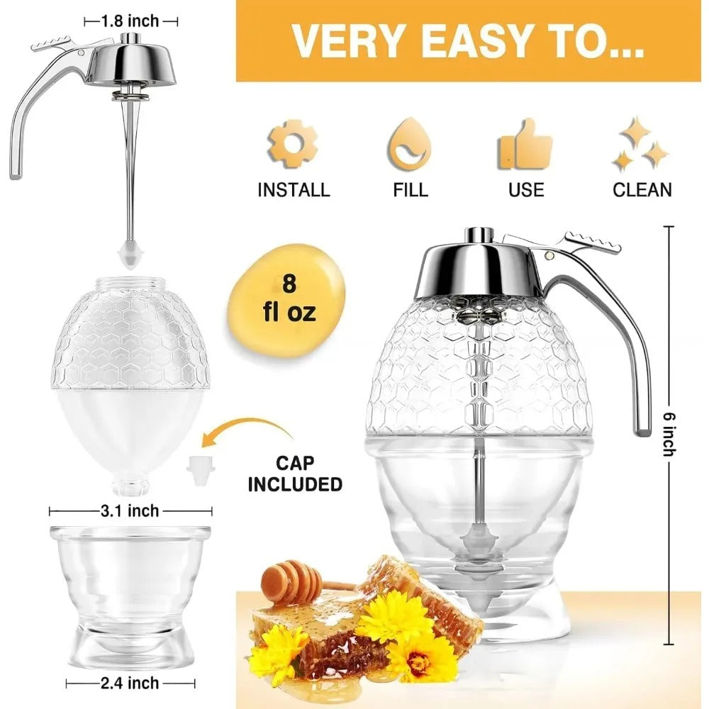 Honey Dispenser 200ML – Leak-Proof Syrup & Honey Pouring Container