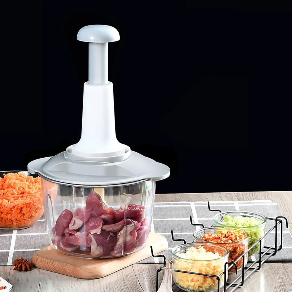 Manual Food Chopper Push – 1500ml Handheld Vegetable & Meat Chopper