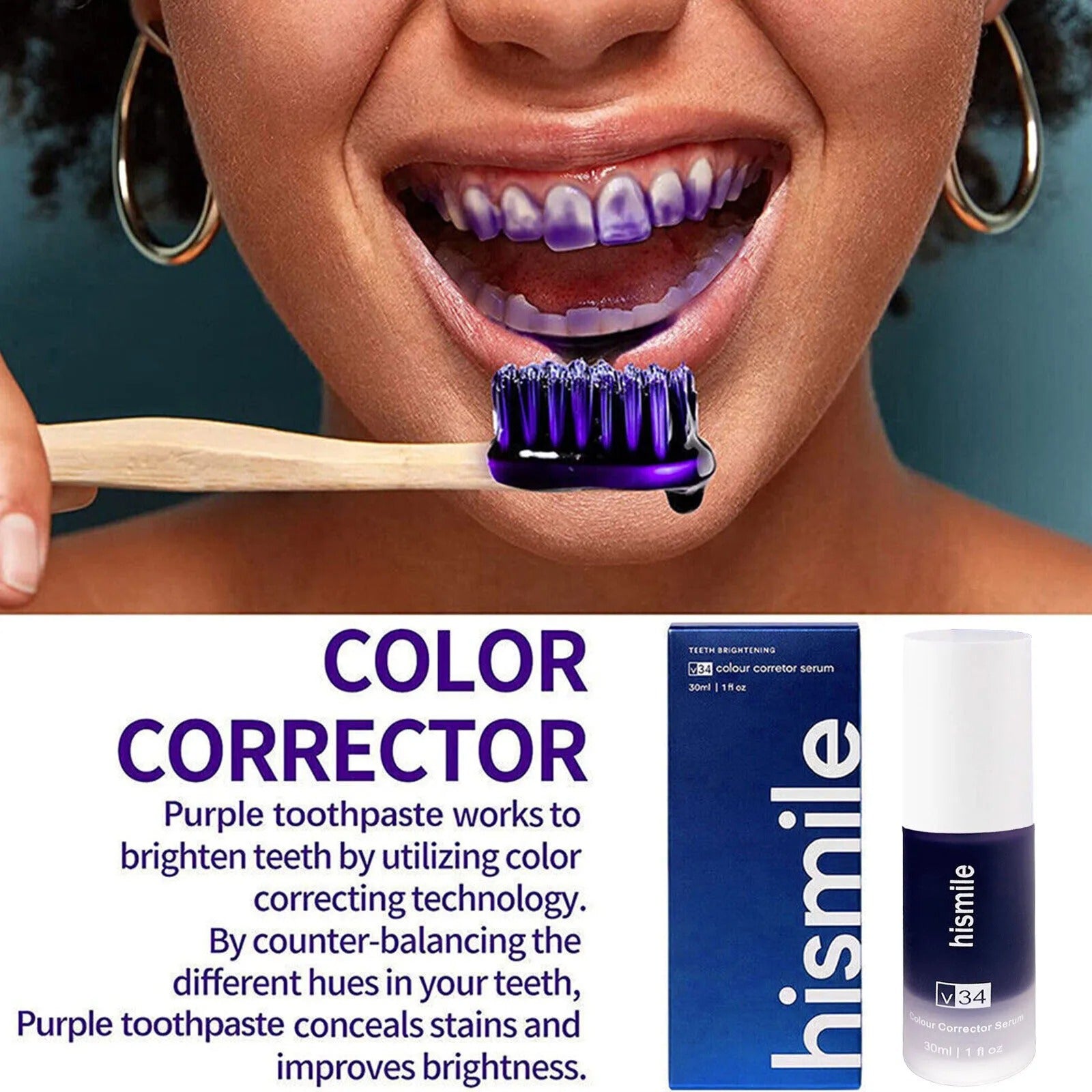 Hismile Purple Teeth Whitening Toothpaste – Instant Brightening Formula