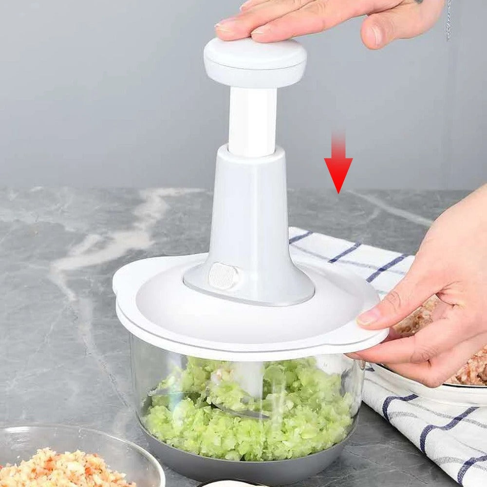 Manual Food Chopper Push – 1500ml Handheld Vegetable & Meat Chopper