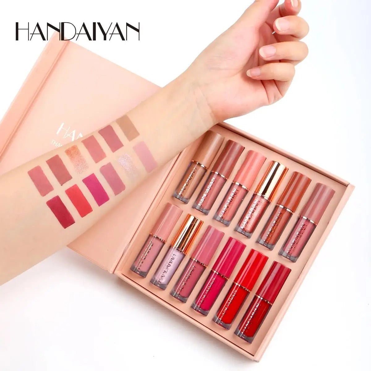 12 Colors HANDAIYAN Matte Liquid Lipstick Set – Long-Lasting Waterproof Lip Color Collection