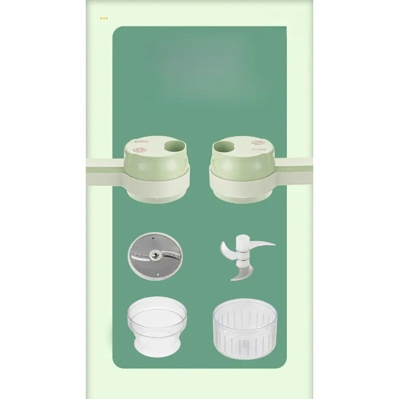 Rechargeable 4-in-1 Electric Vegetable Cutter – Multi-Function Slicer, Chopper, Grinder & Peeler