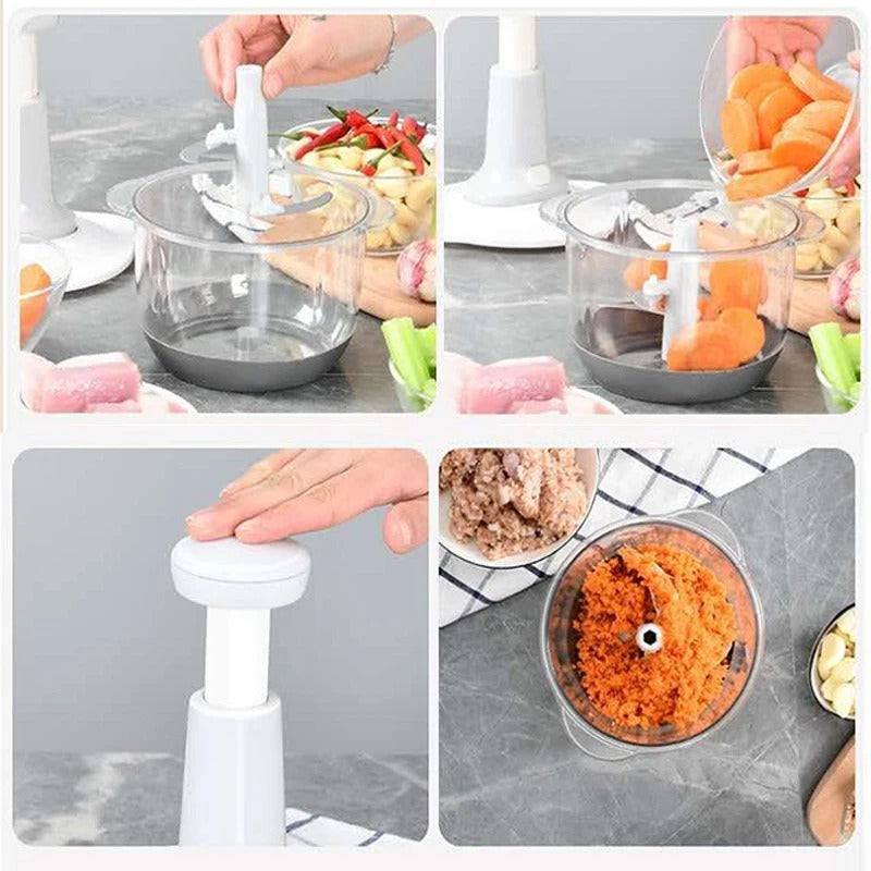 Manual Food Chopper Push – 1500ml Handheld Vegetable & Meat Chopper
