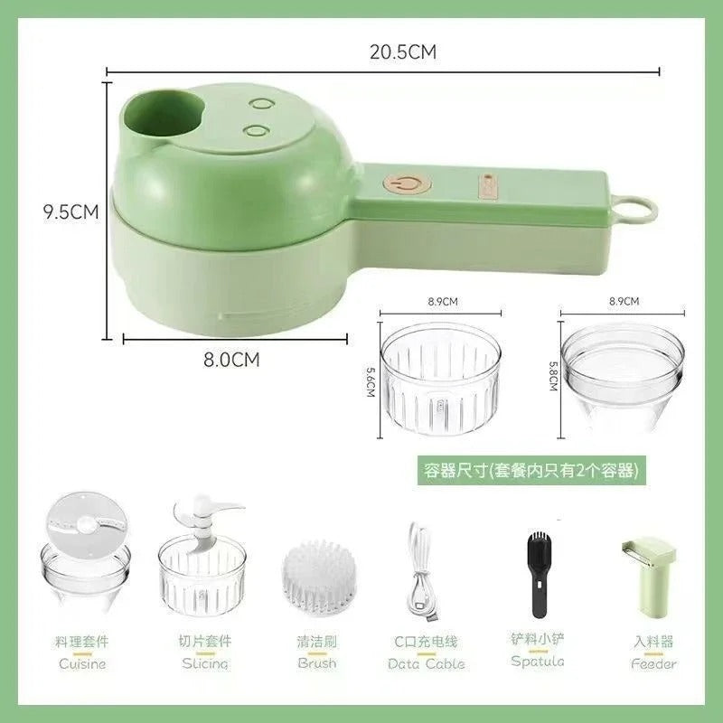 Rechargeable 4-in-1 Electric Vegetable Cutter – Multi-Function Slicer, Chopper, Grinder & Peeler